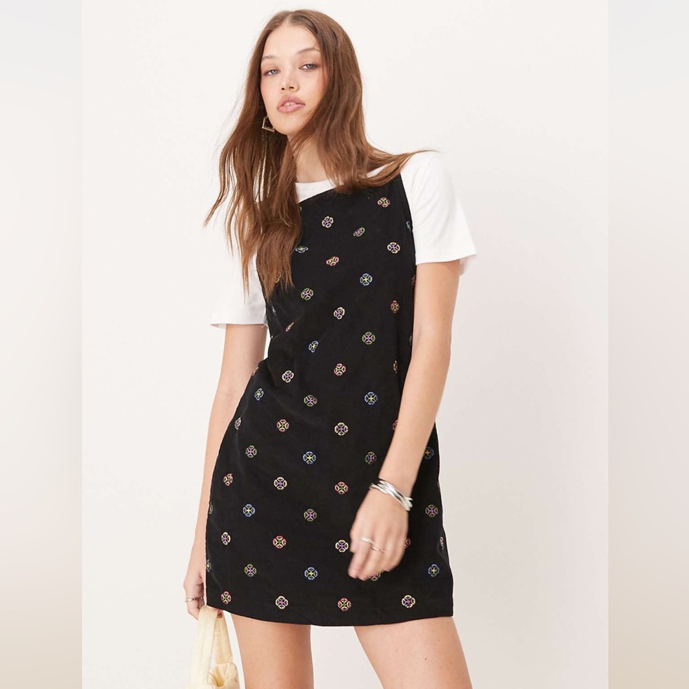 Nobody's Child Pepper mini pinafore dress with embroidery